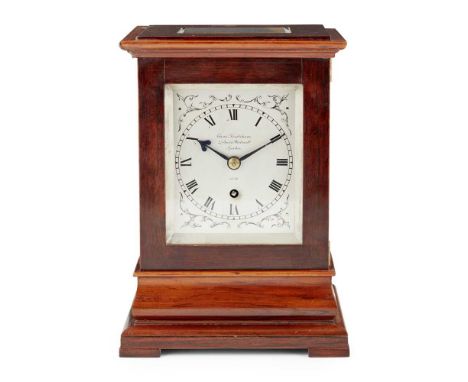 Y ROSEWOOD MANTEL CLOCK, CHARLES FRODSHAM, LONDON 19TH CENTURY the silvered dial with black Roman numerals and engraved scrol