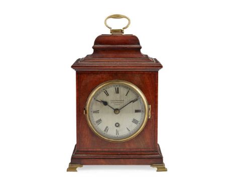 GEORGIAN STYLE MAHOGANY BRACKET CLOCK, CHARLES FRODSHAM, LONDON EARLY 20TH CENTURY the silvered circular dial signed ‘Chas. F