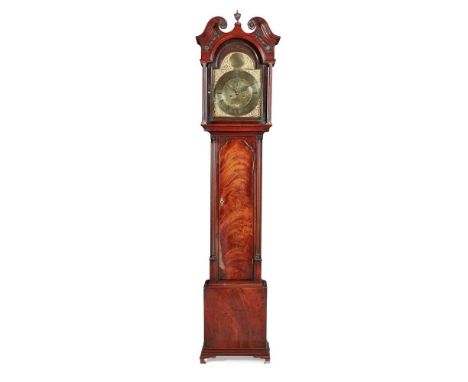 SCOTTISH GEORGE III MAHOGANY LONGCASE CLOCK, JOHN MURDOCH, EDINBURGH 18TH CENTURY the swan neck pediment carved with flower h