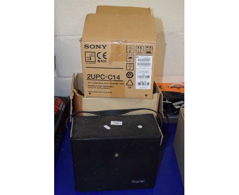 Projector screen, tripod, projector and slides