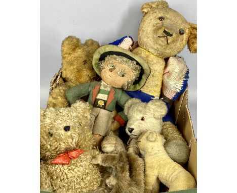 COLLECTION OF VINTAGE TEDDY BEARS & OTHER SOFT TOYS, 62cms (l) the largestProvenance: private collection Conwy 