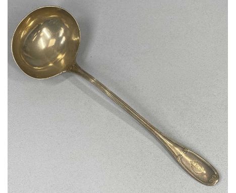 VICTORIAN SOLID SILVER LADLE, 34cms (l), London 1856, Chawner & Co., 9.7ozt (303gms)Provenance: private collection Conwy