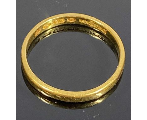 22CT GOLD WEDDING BAND, size M, London 1955, 2.4gmsProvenance: private collection Conwy 