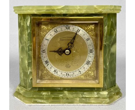 ELLIOTT ONYX CASED MANTEL CLOCK, the dial marked H Pidduck & Sons. Hanley and Southport, silvered chapter ring, Roman numeral