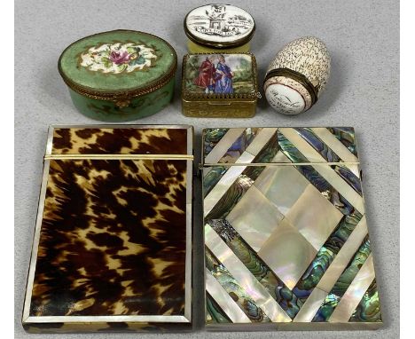 ITEMS OF BIJOUTERIE including Victorian tortoiseshell and mother-of-pearl card-case, 10.5 x 7.5cms, Victorian Mother of Pearl