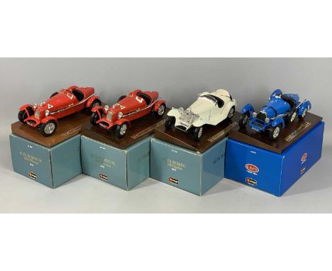 BURAGO 1/18 SCALE DIECAST SPORTS CARS, 43508 Alpha Romeo 2300 Spider (1932), 2x 3514 Alpha Romeo 8C 2300 Monza (1931) and 350