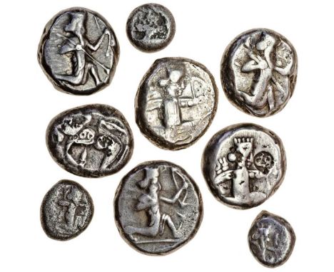 Achaemenid Kingdom of Persia (5th cent. BC), AR Third of a Siglos, 1.76g, the Great King kneeling right, firing bow, rev. obl