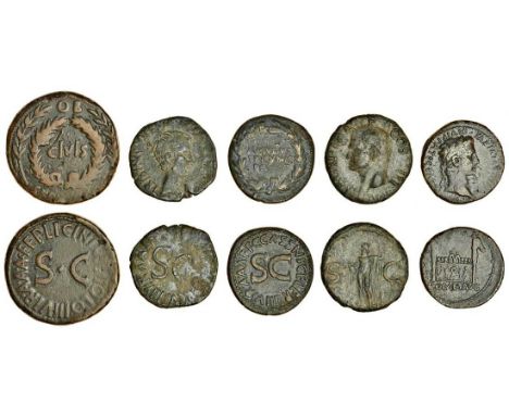 Augustus (27 BC-AD 14), AE Sestertius, Rome, c.17 BC, oak-wreath flanked by two laurel-branches, ob civis servatos, rev. p li