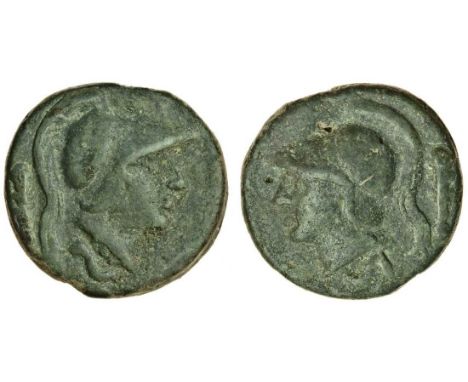 Roman Republic (c.265 BC), AE cast Semis, 140.20g, head of Minerva right, wearing Corinthian helmet, S below, rev. the same t