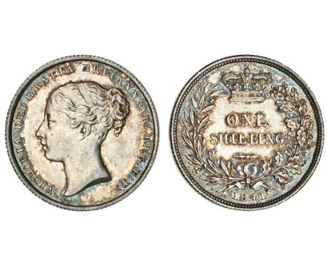 Victoria (1837-1901), Shilling, 1841, second head left, no initials on truncation, rev. value within wreath (ESC 1287; S.3904