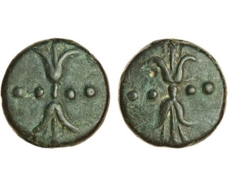 Roman Republic (c.265 BC), AE cast Triens, 81.09g, thunderbolt, four pellets across field, rev. same type (Vecchi 43; Hist. N