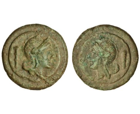 Roman Republic (c.235 BC), AE cast As, 251.10g, head of Roma right, wearing Phrygian helmet, club behind, rev. same type left