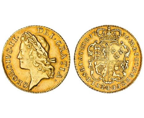 George II (1727-60), Guinea, 1736, second young laureate head left, larger lettering, rev. crowned shield (MCE 312; S.3674), 