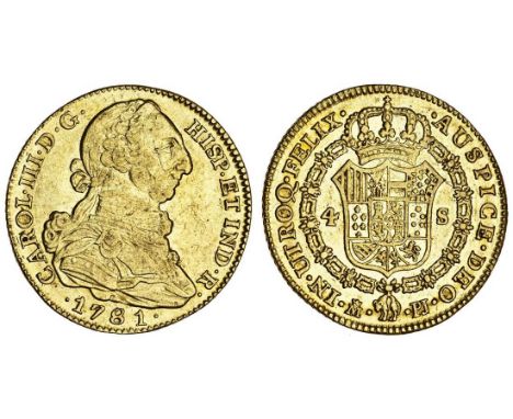 (x) Spain, Charles III (1759-88), Madrid, 4-Escudos, 1781 PJ, bust right, rev. crowned shield (F.284; KM 418.1), good very fi