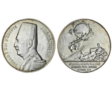 Egypt, Fuad I  (1922-36), silver Medal by P.Minassian, commemorating the 10th International Postal Congress, Cairo, 1934, 70m