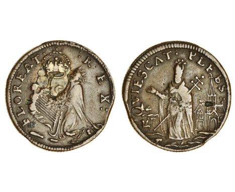 Ireland, Charles II (1645-85), St Patrick Farthing, 1660-61, floreat rex, Kind David playing harp, crown above, rev. qviescat