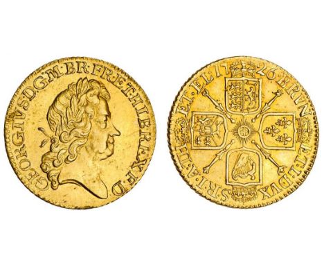 George I (1714-27), Guinea, 1726, fifth (older) head right, tie with two ends, rev. four crowned shields cruciform (MCE 261; 