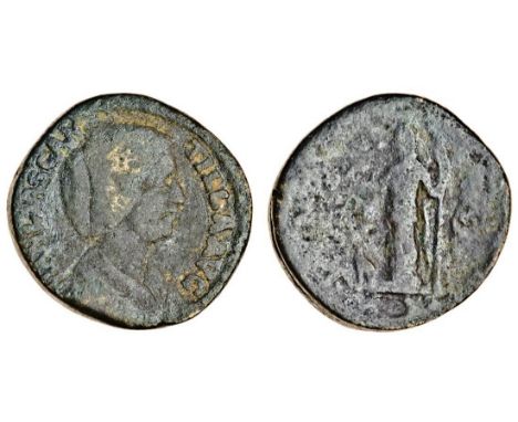 Manlia Scantilla, wife of Didius Julianus, AE Sestertius, Rome, 193, draped bust right, rev. Juno standing left, peacock at f