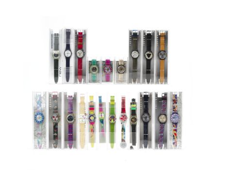 A QUANTITY OF SWATCH WATCHES Including a Citibank London limited edition watch, seven Chrono Swatch watches, a World Map Swat