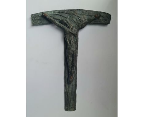 A bronze sculpture of Christ on cross height 52,5 cm.