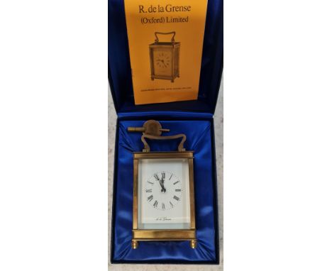 A La Grense brass carriage clock in box.