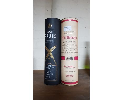*James Eadie single malt scotch whisky aged 12 year and a bottle of Te Bheag blended whisky.