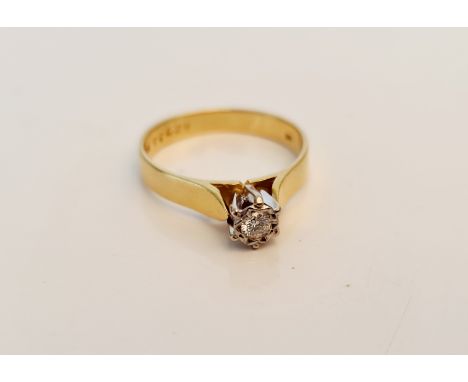 A hallmarked 18ct yellow gold diamond ring, ring size O, approx. weight 3gms