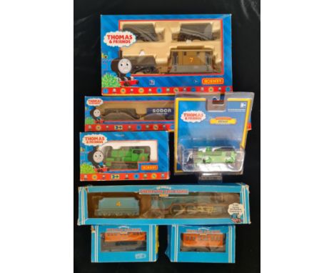 A collection of Thomas &amp; Friends Hornby trains 00 gauge to include R.383 Gordon No.4 receiver and a Bachmann Oliver.