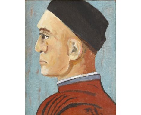 After Mantegna, head and shoulder portrait of a man, oil on canvas, inscribed J Benson and dated 1992 verso, framed, 25 x 20c