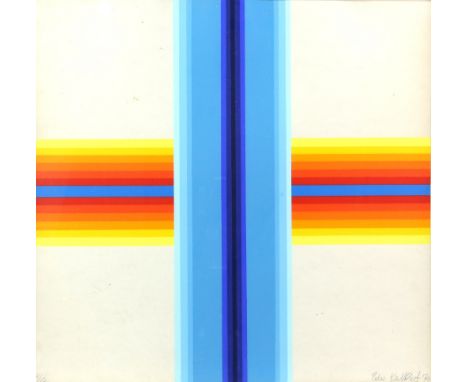 Peter Kalkhof (German, 1933-2014). Retro screenprint depicting a cross, signed and numbered 4/10 in pencil, 1970, 47 x 47cm, 