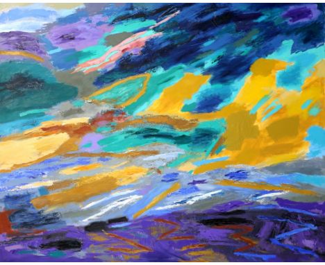 Molly R. Jones (Contemporary British), large abstract, oil on canvas, signed and dated '91 verso, 122 x 152cm       