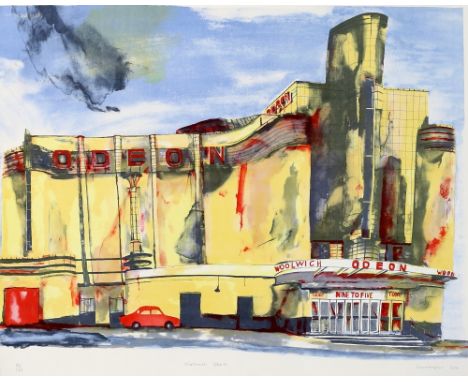 Christopher Corr (British, b.1955) – 'Woolwich Odeon', lithograph in colours, signed, titled and numbered 156/160 in pencil, 