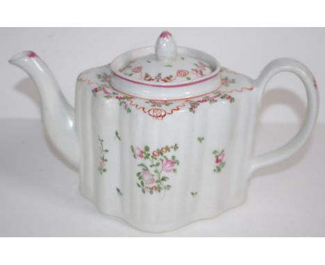 Late 18th century Newhall teapot transitional type, silver shape, No 195 to base, as inspected, 15cm high approx