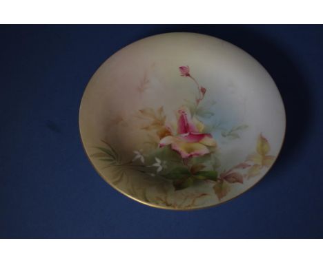 Victorian hand painted Royal Worcester comport with floral decoration, D24cm approx