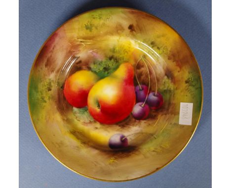 Royal Worcester hand painted side plate hand painted fruit decoration. Dia15.5cms approx.