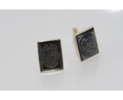 Sterling silver and intaglio cufflinks