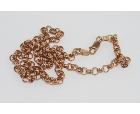 9ct rose gold belcher chain weight: approx 15.9 grams, size: approx 45cm length