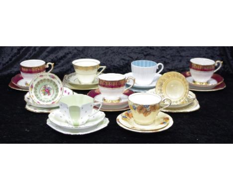 Nine various English trios including Hammersley, Aynsley, Shelley, etc.