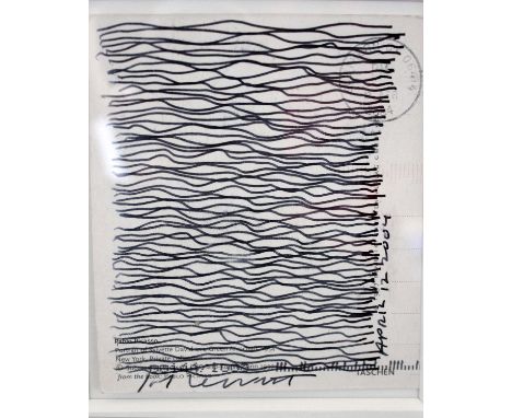 Attributed to Sol LeWitt (American, 1928-2007)Pablo Picasso Postcard Sketch Pen on paperSigned and dated April 12 200410.7 x 