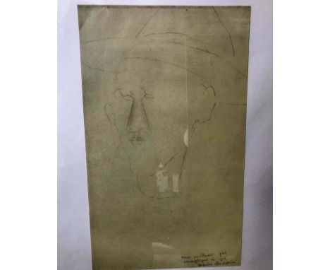 AMEDEO MODIGLIANI, (ITALIAN, 1884-1920).Pencil sketch on paper of a gentleman. Signed and dated bottom right. 1916. 