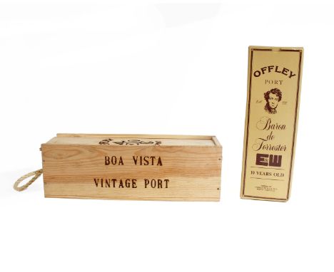 Offley Port. A bottle of vintage port by Offley, Boa Vista 1980, bottled in 1982. 75cl. In original plastic wrap and wooden b