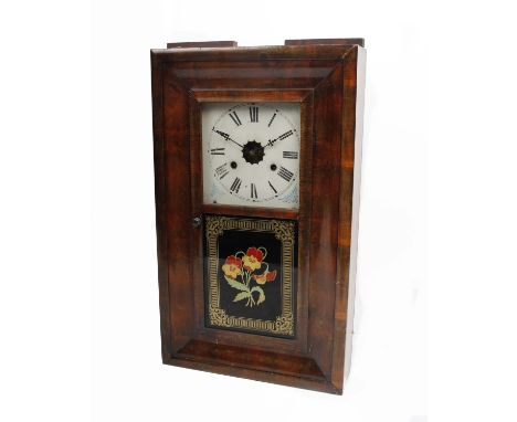 An American walnut cased drop dial wall clock by Jerome &amp; Co., Newhaven Connecticut. 66cm x 40cm. 