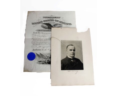 MCKINLEY WILLIAM: (1843-1901) American President 1897-1901, assassinated. A good signed sepia cabinet photograph depicting Mc