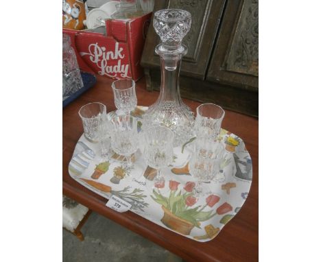 small decanter & 6 sherry glasses