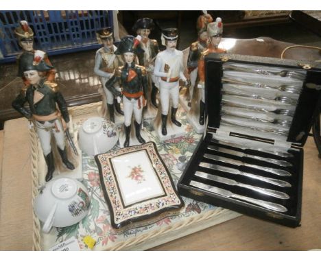 tray inc porcelain figurines, trinket dish etc.