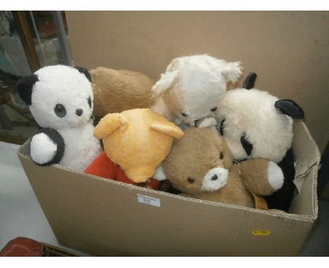 Box of vintage teddy bears by makers Wendy Boston, rosebud and chad valley