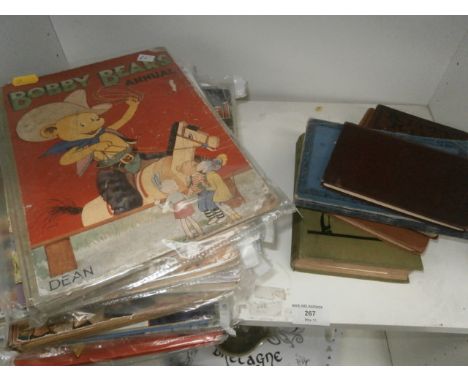 Shelf of vintage books and annuals