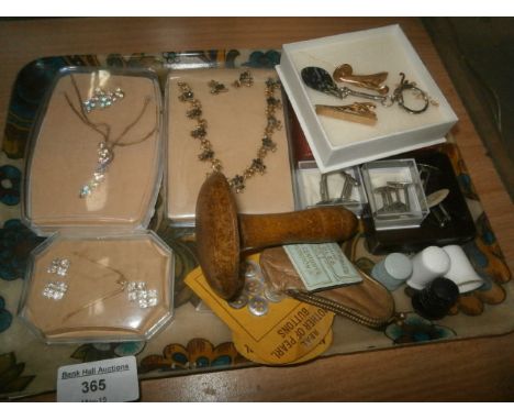 tray of vintage costume jewellery,tie pins & cufflinks etc