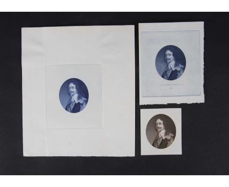 Bradbury Wilkinson & Co Ltd die proofs, Charles I portrait 6.1cms x 5.2cms, die number '112A' and 'BRADBURY, WILKINSON & Co L