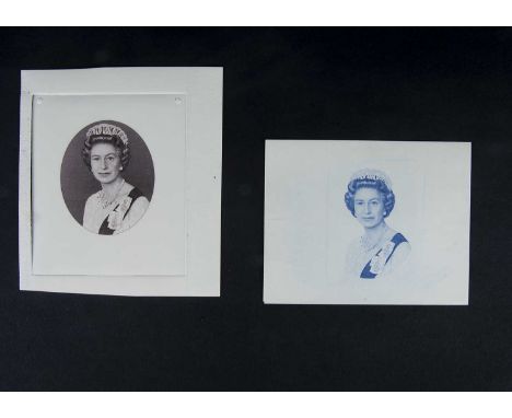 A pair of Bank note related die proofs,  probably by Bradbury Wilkinson, Elizabeth II portrait 6.1cms x 5.2cms, no die number
